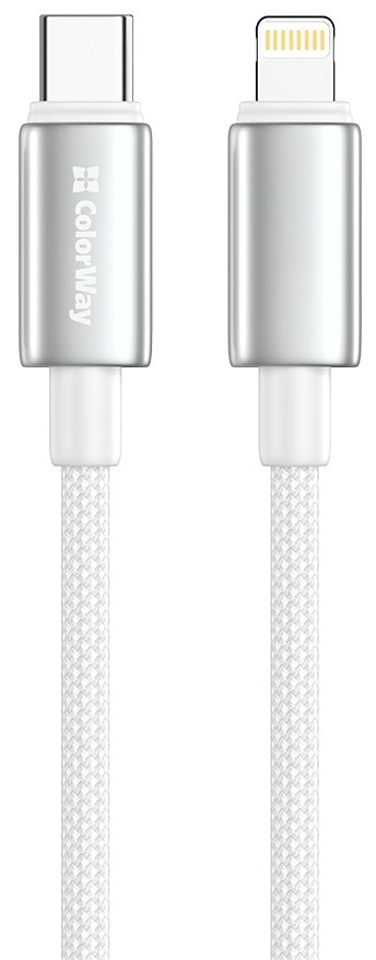 Кабель Colorway Type-C - Apple Lightning (zinc alloy braided) (PD Fast Charging 30W) 2м 
White (CW-CBPDCL099-WT)